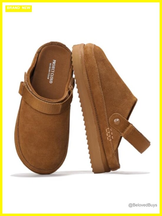 Shoes - Genuine Leather Platform Mule Clogs Memory Foam Slip-On Women's Shoes